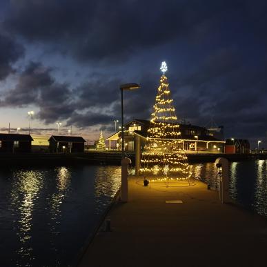 Jul i Vesterø Havn - juletræsstemning